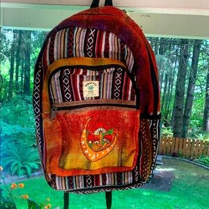 Handcrafted Boho Red & Orange Backpack